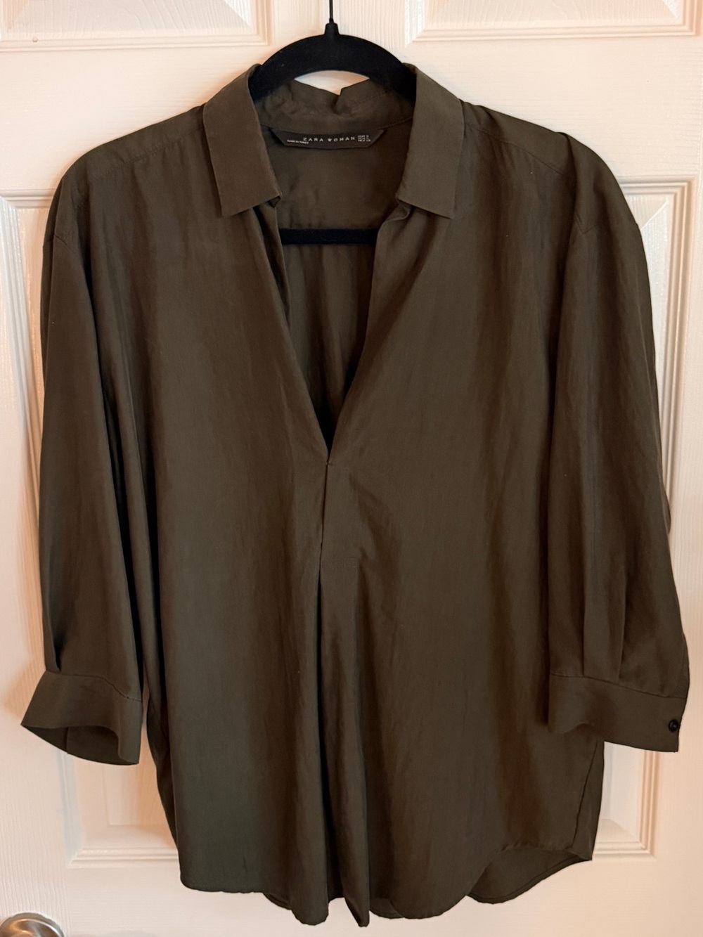Zara Woman Vintage/rare Olive Green Oversized Blouse Sz S